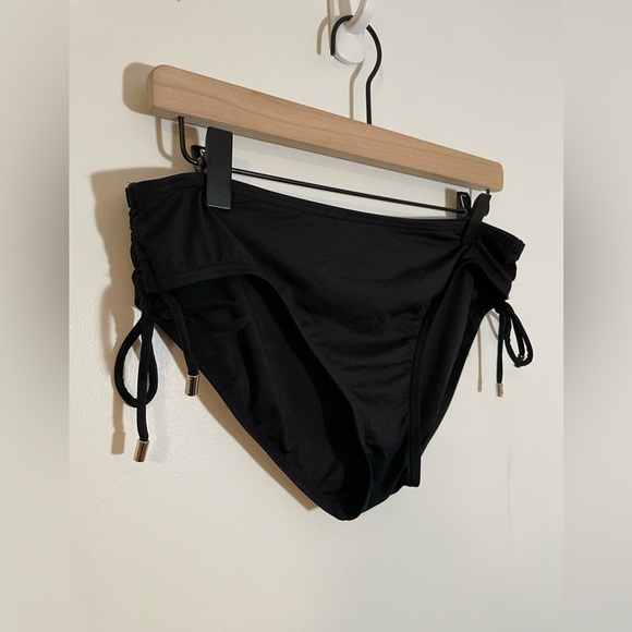 Calvin Klein Black Women’s Swim Bottoms Side Scrunch Tie Size Large Beach 🏝️ ☀️ - Picture 3 of 8